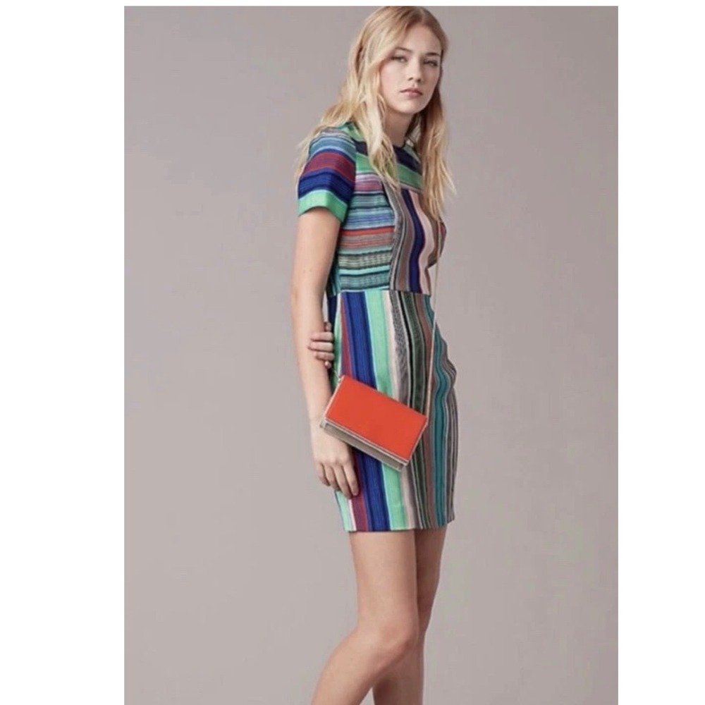 Diane Von Furstenberg Burnham Stripe Dress NWT Size 8 Silk Blend Multicolor $348